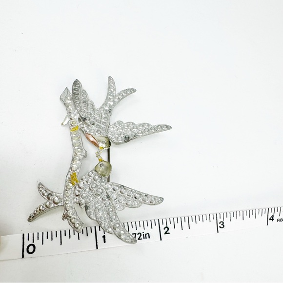 Vintage 1941 Hello Brilliant Stamped Pot Metal Two Birds Brooch - Picture 9 of 9